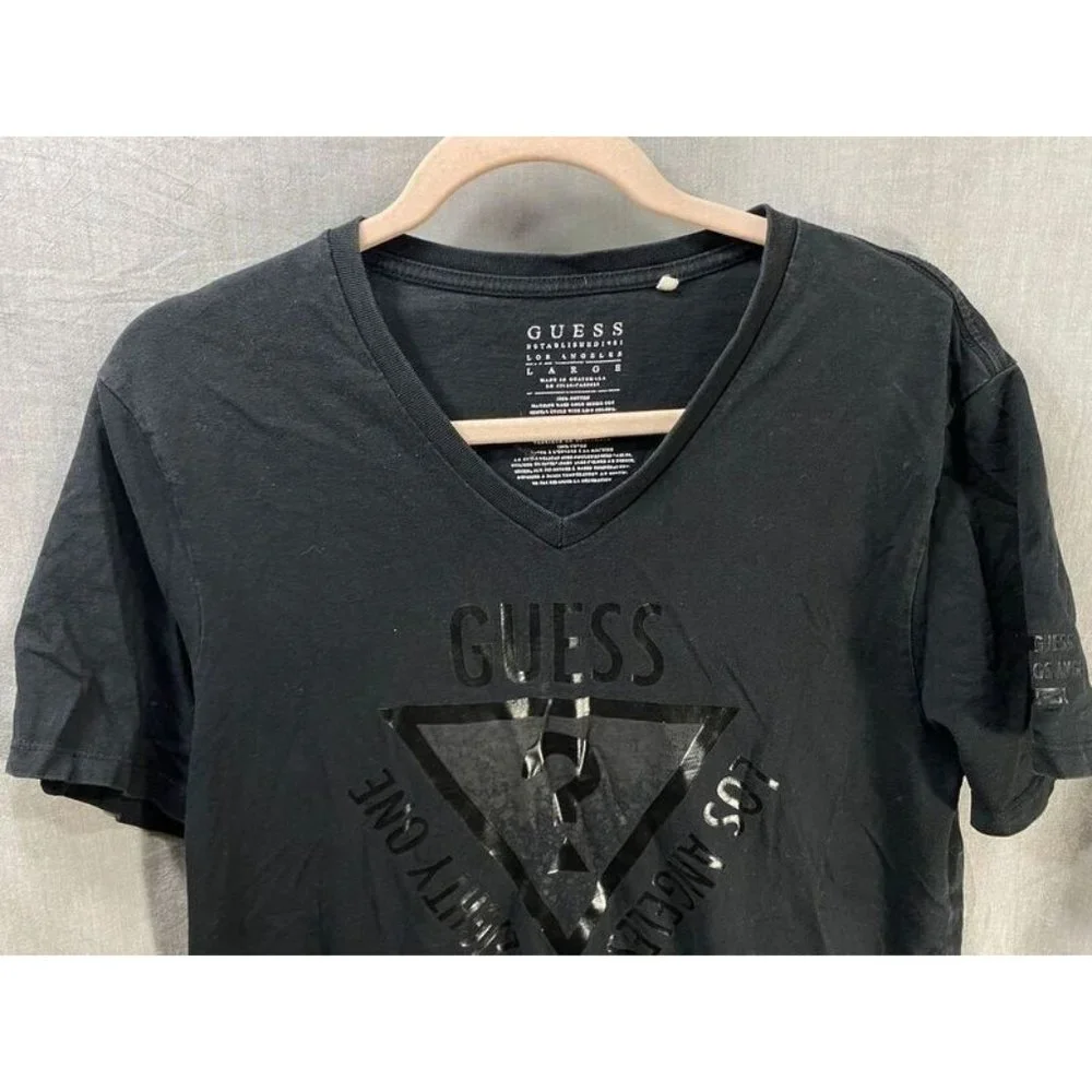 Guess Shirt Boys Large Black Logo Short‎ Sleeve Pullover Tee Youth.